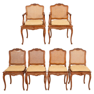 Louis XV Style Set of Caned Beechwood Chairs, 6 (8905285992755)