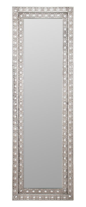 Silvered Filigree Metal & Gem-Set Full Mirror (9551244067123)