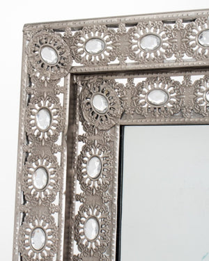 Silvered Filigree Metal & Gem-Set Full Mirror (9551244067123)