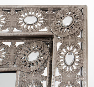 Silvered Filigree Metal & Gem-Set Full Mirror (9551244067123)