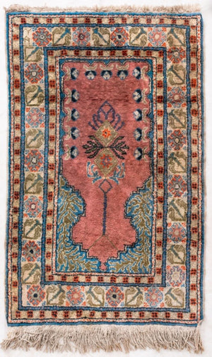 Turkish Kayseri Silk Prayer Rug 3.25' x 2' (8988042559795)