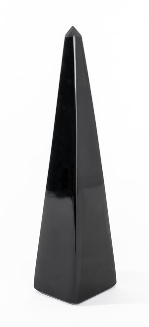 Egyptian Revival Black Glass Obelisks, Near Pair (9364940259635)