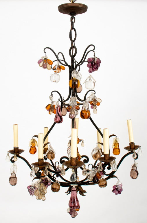 Italian Cage Form Glass Hung Chandelier, 21st C