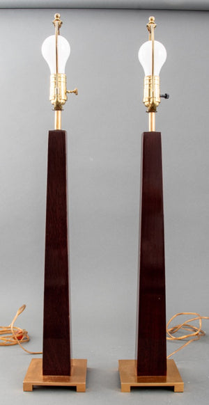 Art Deco Style Mahogany Table Lamps, Pair (8928707445043)