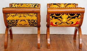 Versace Upholstered Curule Benches, Pr (8768482672947)