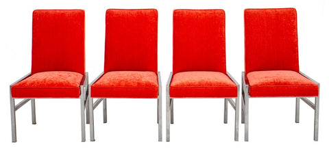 Mid-Century Modern Upholstered Chrome Chairs, 4