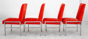 Mid-Century Modern Upholstered Chrome Chairs, 4 (9186778153267)