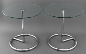 Eileen Gray Style Glass Top End Tables, Pair (8880337322291)
