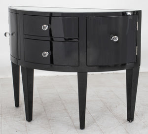 Art Deco Style Black Lacquered Demilune Cabinet (8861883072819)