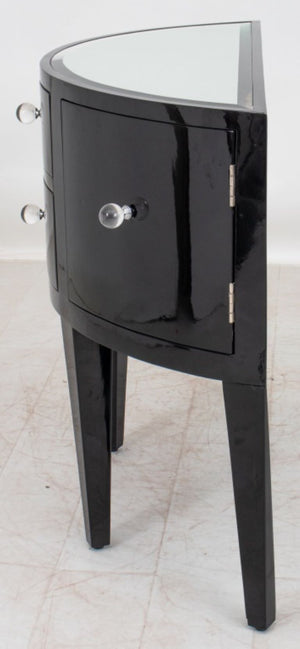 Art Deco Style Black Lacquered Demilune Cabinet (8861883072819)