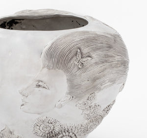Erte "She Loves Me" Silvered Bronze Vase, 1987 (8911897428275)