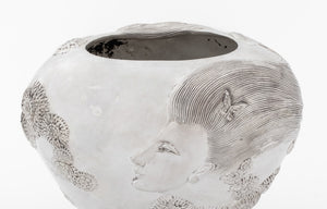 Erte "She Loves Me" Silvered Bronze Vase, 1987 (8911897428275)