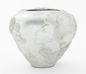 Erte "She Loves Me" Silvered Bronze Vase, 1987 (8889739510067)
