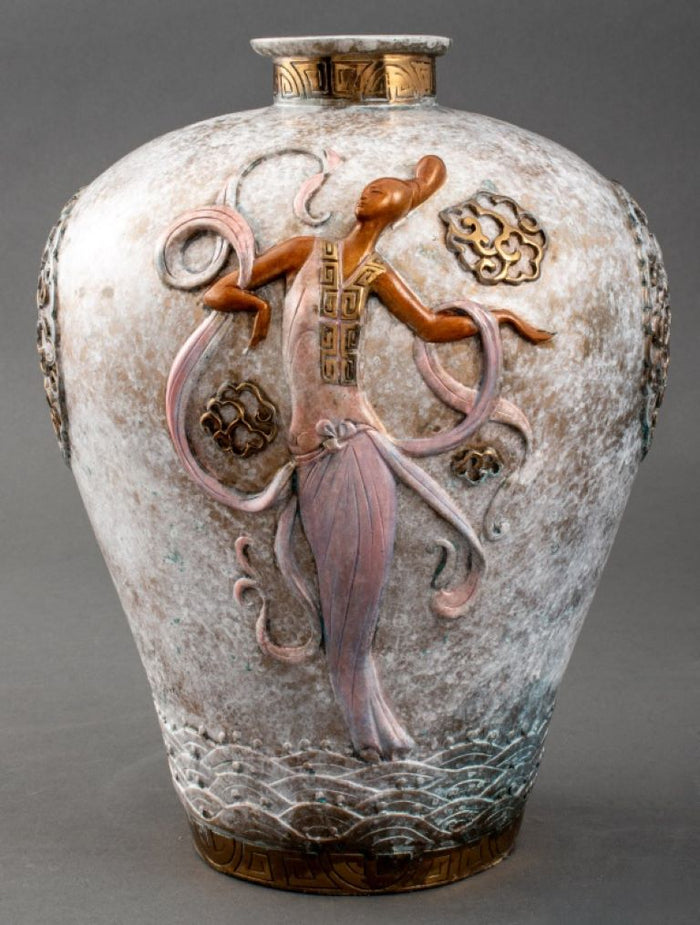 Erte "Oriental Mystery" Patinated Bronze Vase 1990