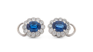 Platinum Sapphire Diamond Clip Earrings (8912044884275)