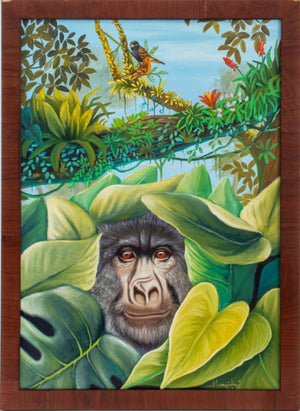 Haitian Jungle Scene with Gorilla, Oil on Canvas (8867958489395)