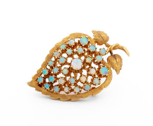 14K Yellow Gold Opal Brooch Pendant (8912050979123)