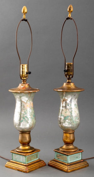 Pair of Mercury Glass Lamps, 20th C (8867887251763)