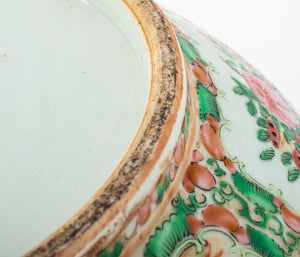Chinese Rose Medallion Porcelain Punch Bowl (8869707743539)