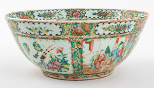 Chinese Rose Medallion Porcelain Punch Bowl (8869707743539)