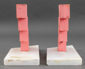 Pair of Painted Wood Zig-Zag Bookends, Mid 20th C (8862128242995)