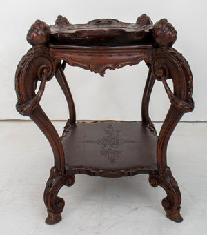 Baroque Revival Walnut 2-Tiered Serving Table (8948188315955)
