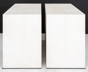 Jean-Michel Franck Style Leather Clad Tables, Pair (8886676816179)
