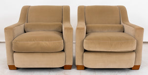 Art Deco Revival Velvet Upholstered Armchairs, Pr (8865122156851)