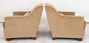 Art Deco Revival Velvet Upholstered Armchairs, Pr (8865122156851)