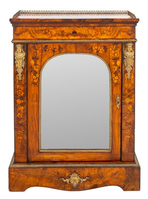 Victorian Marquetry Walnut Mirrored Cabinet (9032141242675)