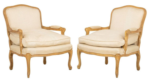 Louis XV Style Painted Wood Fauteuils, Pair