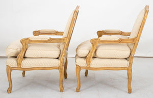 Louis XV Style Painted Wood Fauteuils, Pair (8866594947379)