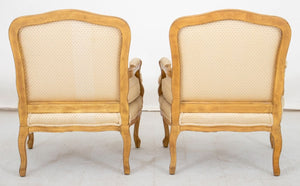 Louis XV Style Painted Wood Fauteuils, Pair (8866594947379)