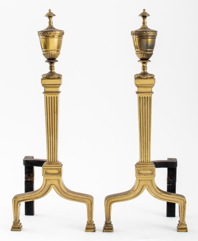 French Gilt Bronze Chenets, Pair