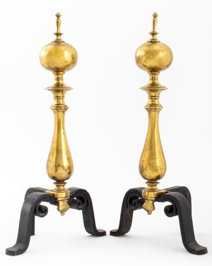 Gilt Bronze Ball Form Andirons, Pair (9187225862451)