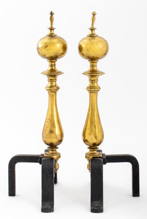 Gilt Bronze Ball Form Andirons, Pair (9187225862451)