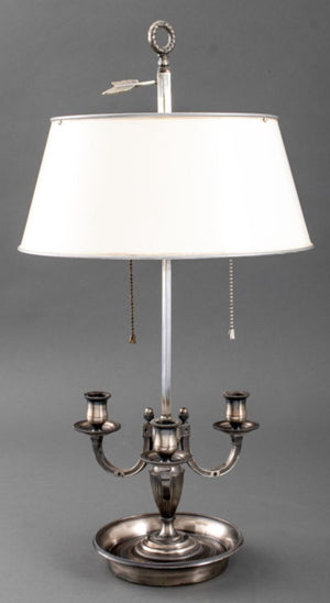 Empire Style Silvered Brass Bouillotte Lamp (9026897314099)