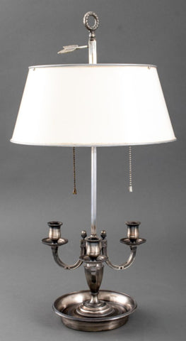 Empire Style Silvered Brass Bouillotte Lamp