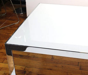 Modern Minimalist Chrome & Glass Cocktail Table (8972090114355)