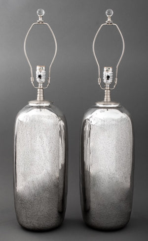 Pair of Contemporary Silvered Glass Vase Lamps (8907295883571)