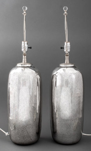 Pair of Contemporary Silvered Glass Vase Lamps (8907295883571)