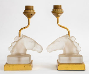Maison Le Dauphin Glass & Bronze Horse Lamps, 2 (8949829894451)