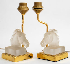 Maison Le Dauphin Glass & Bronze Horse Lamps, 2 (8949829894451)