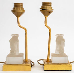 Maison Le Dauphin Glass & Bronze Horse Lamps, 2 (8949829894451)