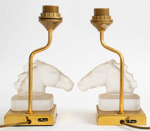 Maison Le Dauphin Glass & Bronze Horse Lamps, 2 (8949829894451)