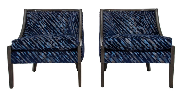 J. Robert Scott Lacquered Tub Chairs, Pair