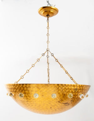Rupert Nikoll Mid-Century Modern Gold Dome Pendant (8895126438195)