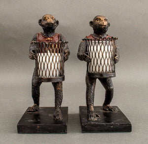 Maitland Smith Attributed Monkey Candleholder Bookends (8892204482867)