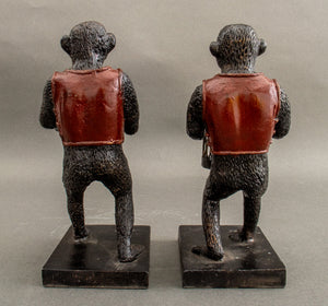 Maitland Smith Attributed Monkey Candleholder Bookends (8892204482867)