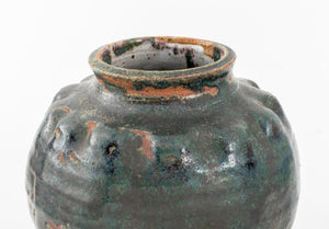 Green Blue Flambe Drip Glazed Art Pottery Vase (8901488607539)